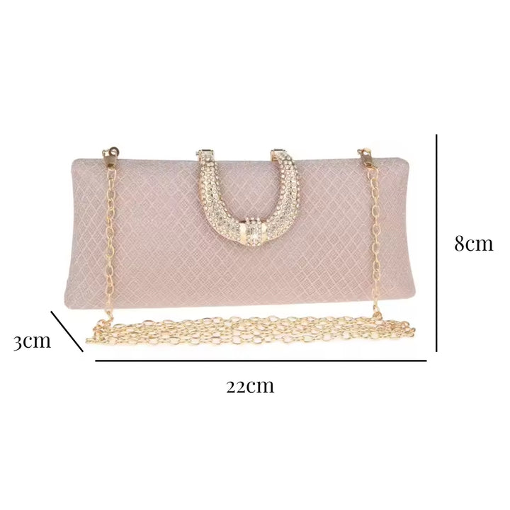 medidas da Bolsa de festa rosa com brilho ideal para casamentos e eventos noturnos - loja Bolsa Clutch
