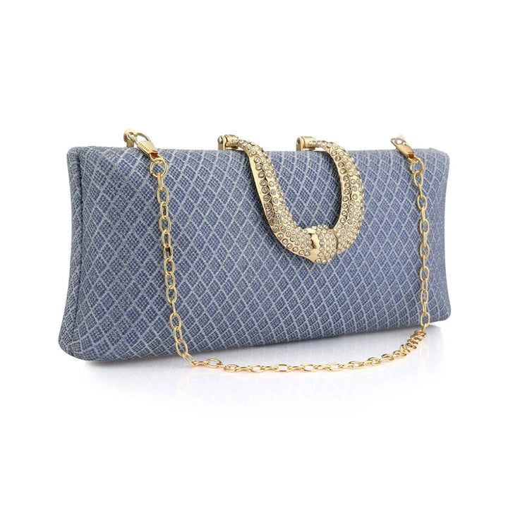 Bolsa clutch de festa roxa com fecho dourado e textura em padrão brilhante - loja Bolsa Clutch