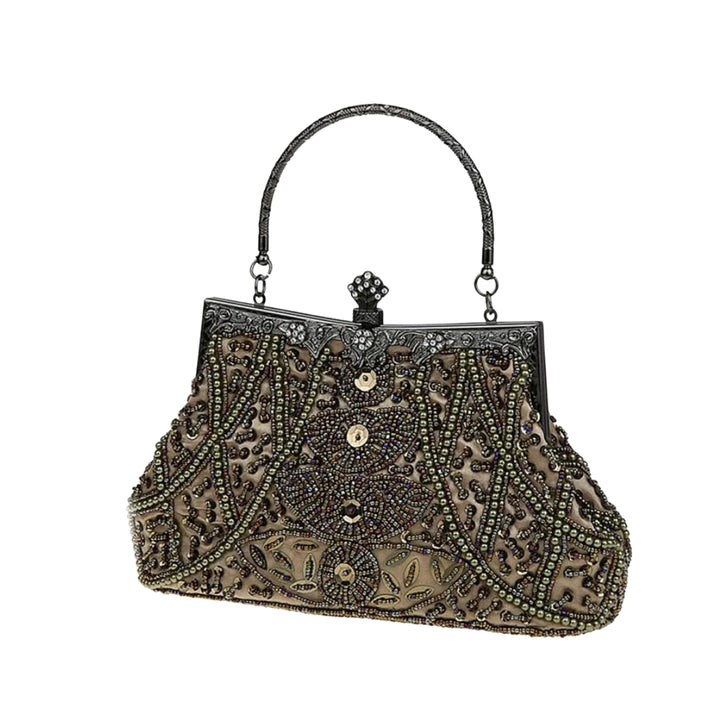 Bolsa clutch verde com alça retrô e bordado em pedrarias elegantes - loja Bolsa Clutch
