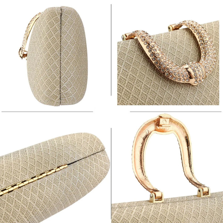 Bolsa feminina pequena dourada com textura diamantada e fecho luxo em strass, comporta celular e itens essenciais com elegância - loja Bolsa Clutch